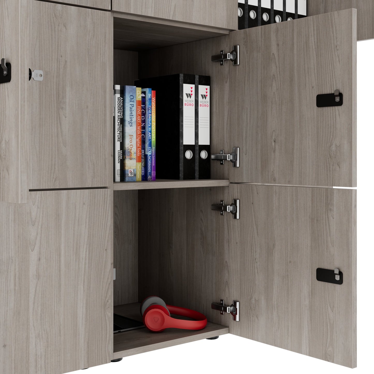 CHOICE Spind | 1804 x 1386 mm, 12 Schließfächer, Nordeiche grau