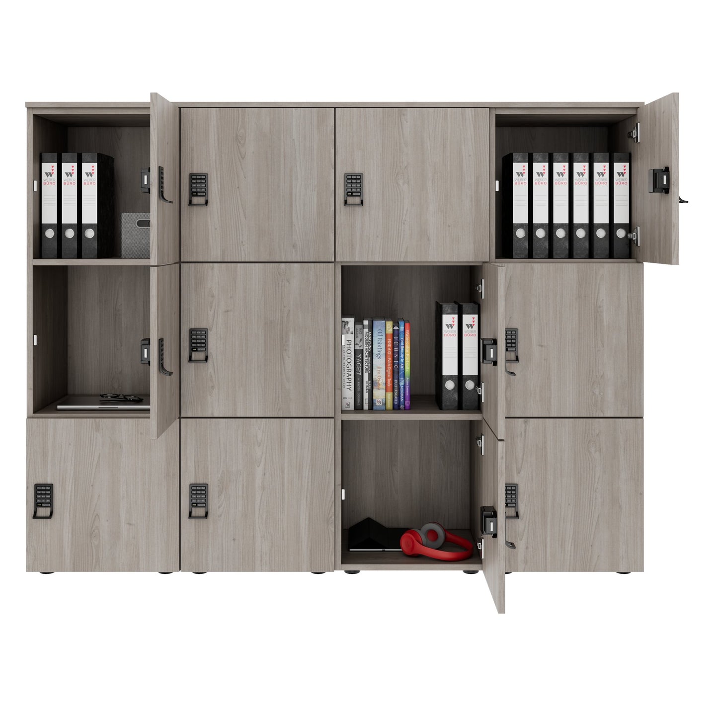 CHOICE Spind | 1804 x 1386 mm, 12 Schließfächer, Nordeiche grau