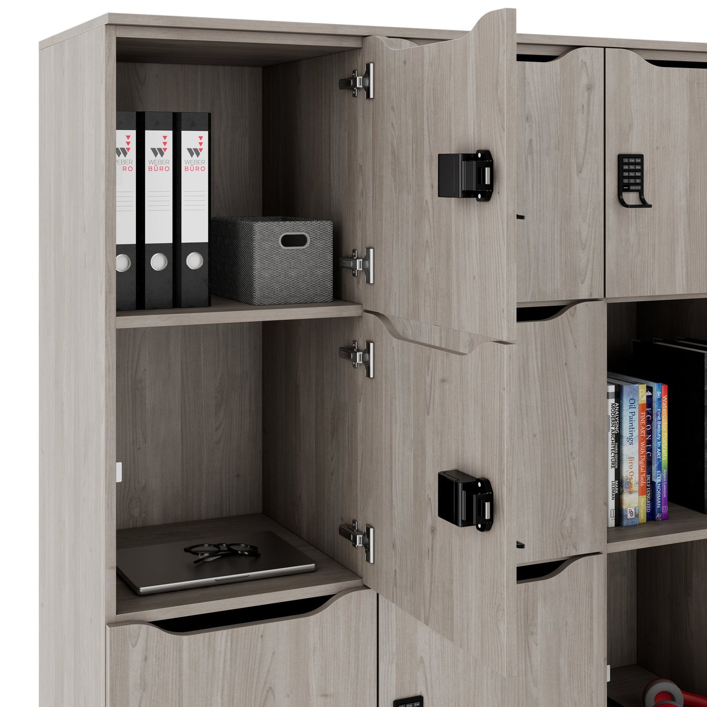 CHOICE Spind | 1804 x 1386 mm, 12 Schließfächer, Nordeiche grau