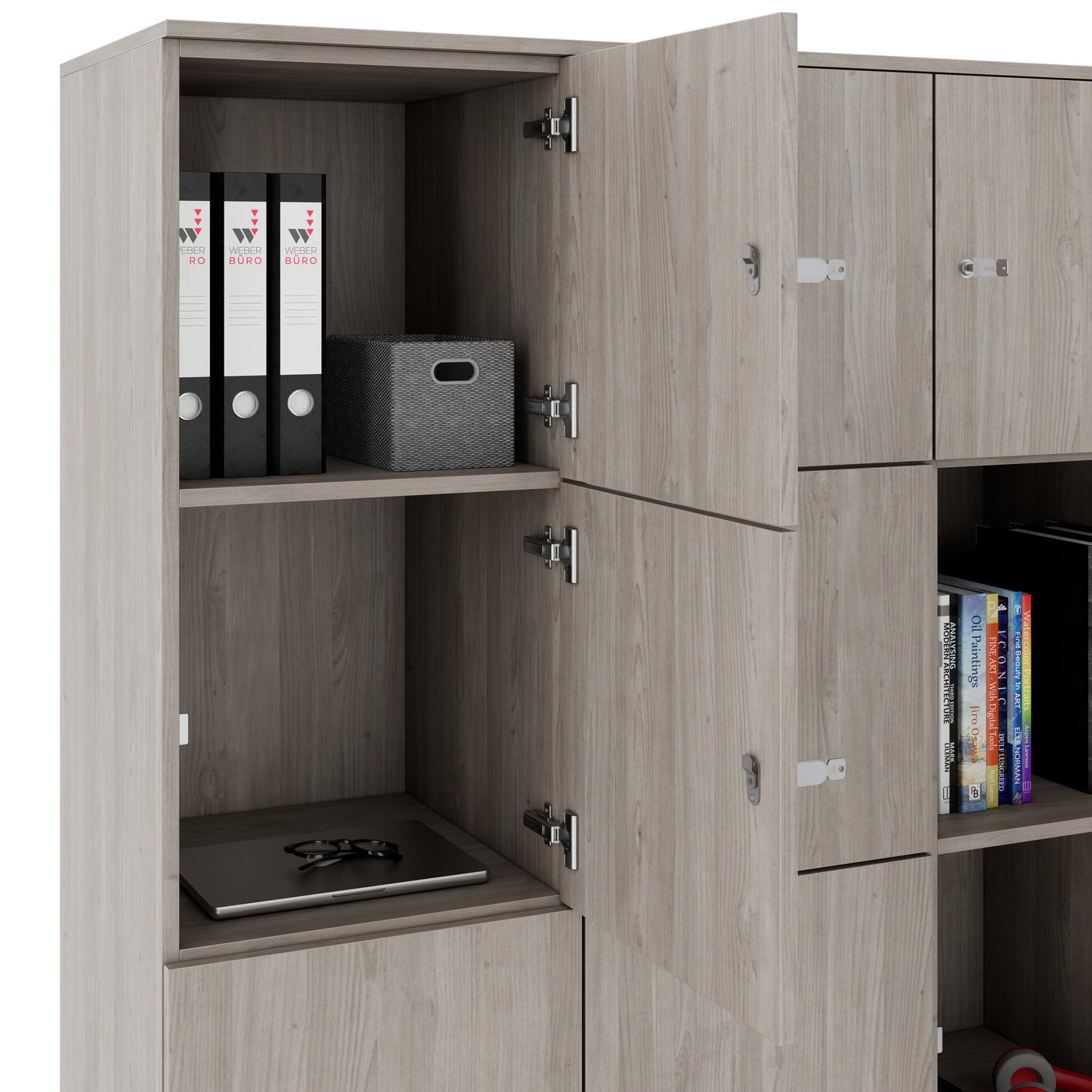 CHOICE Spind | 1804 x 1386 mm, 12 Schließfächer, Nordeiche grau