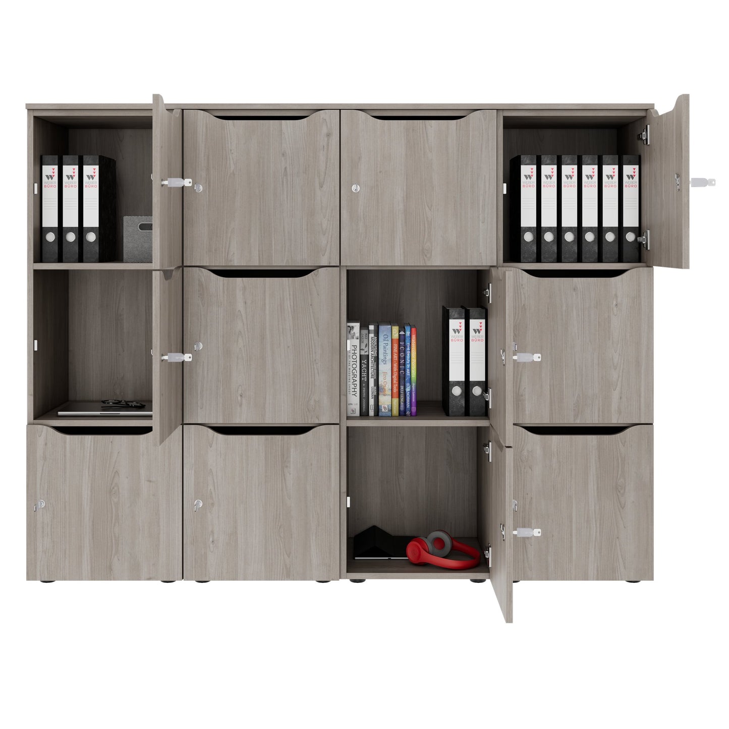 CHOICE Spind | 1804 x 1386 mm, 12 Schließfächer, Nordeiche grau