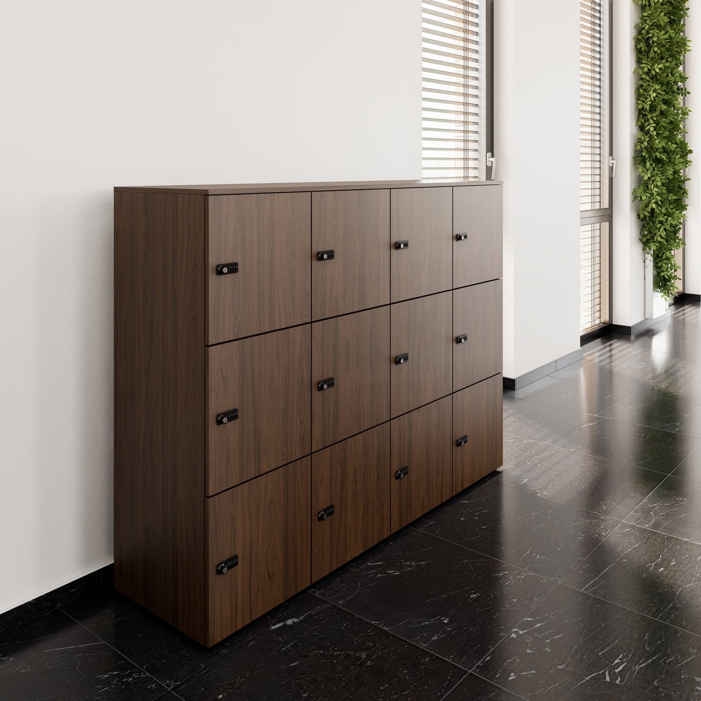 CHOICE Spind | 1804 x 1386 mm, 12 Schließfächer, Nussbaum