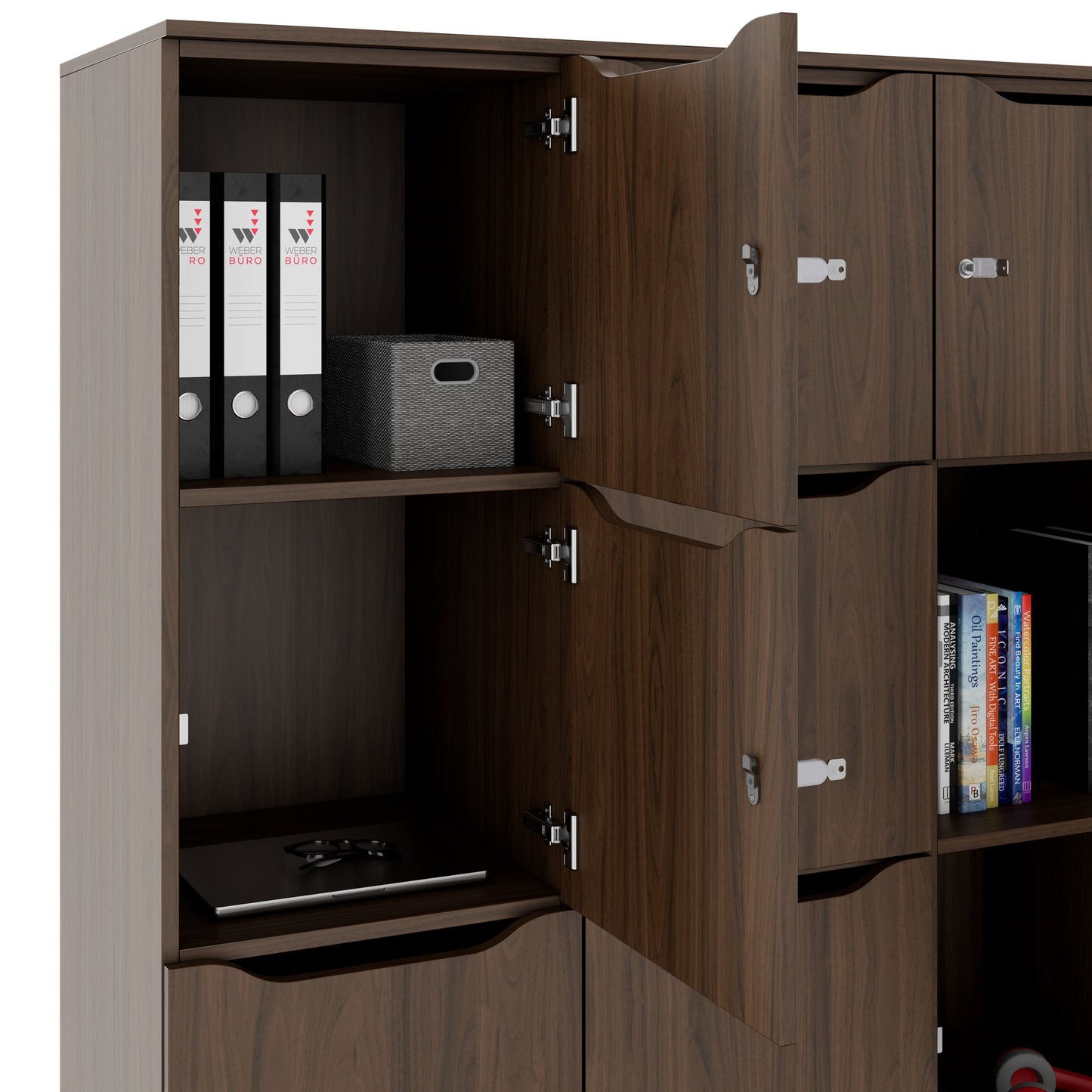 CHOICE Spind | 1804 x 1386 mm, 12 Schließfächer, Nussbaum