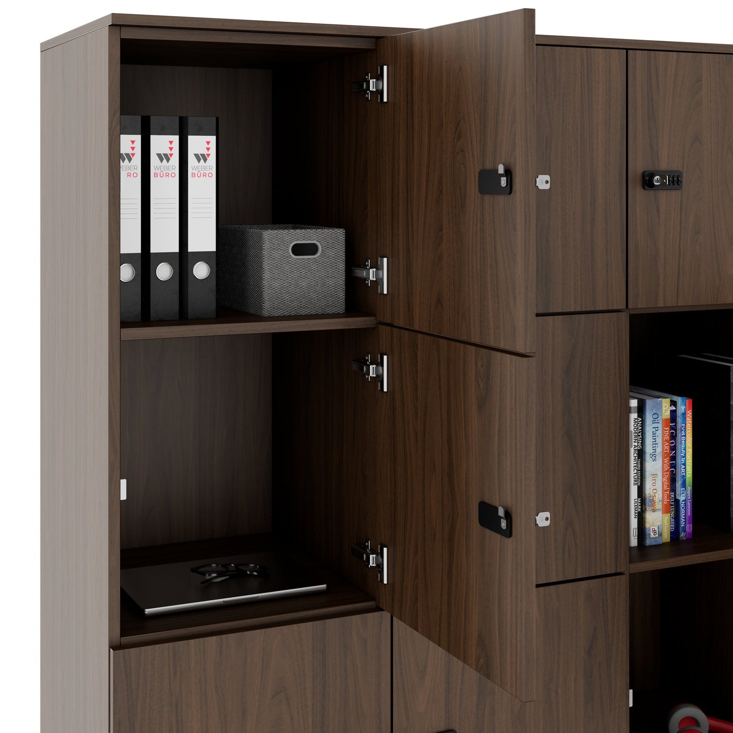 CHOICE Spind | 1804 x 1386 mm, 12 Schließfächer, Nussbaum