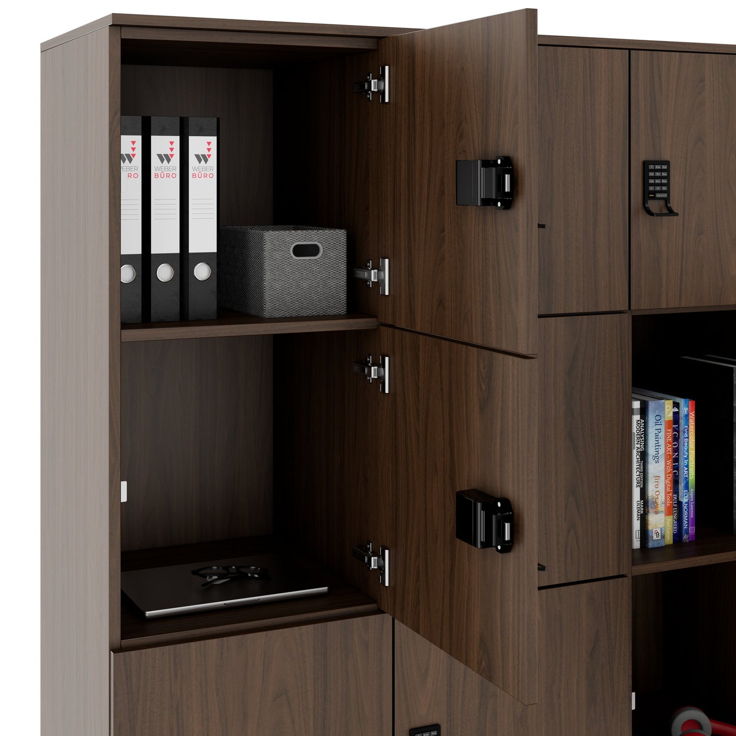 CHOICE Spind | 1804 x 1386 mm, 12 Schließfächer, Nussbaum