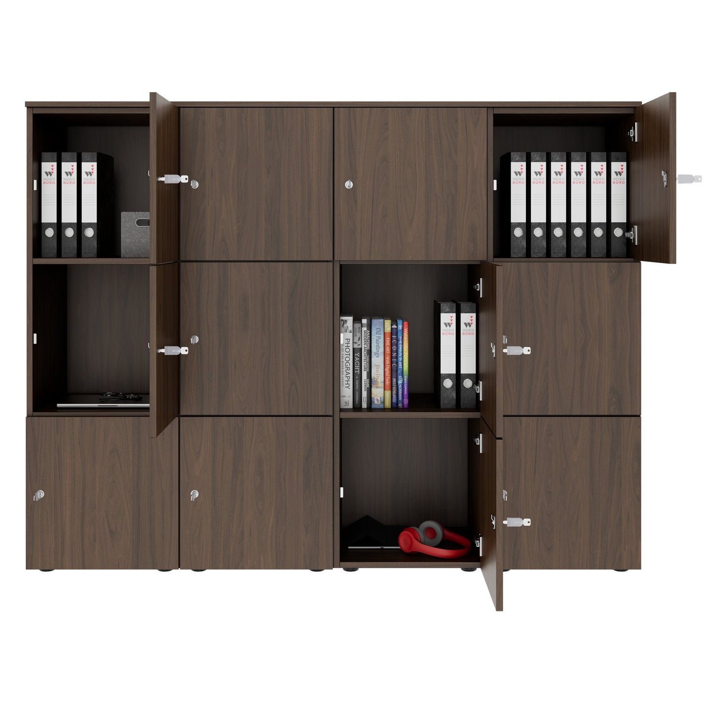 CHOICE Spind | 1804 x 1386 mm, 12 Schließfächer, Nussbaum