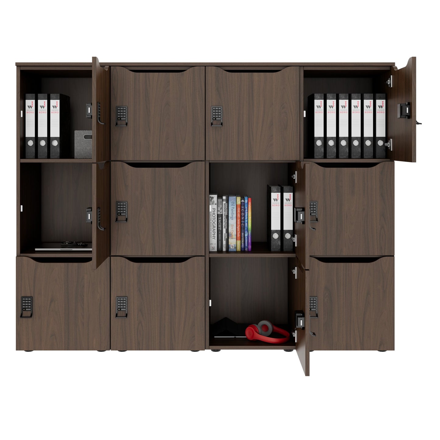 CHOICE Spind | 1804 x 1386 mm, 12 Schließfächer, Nussbaum