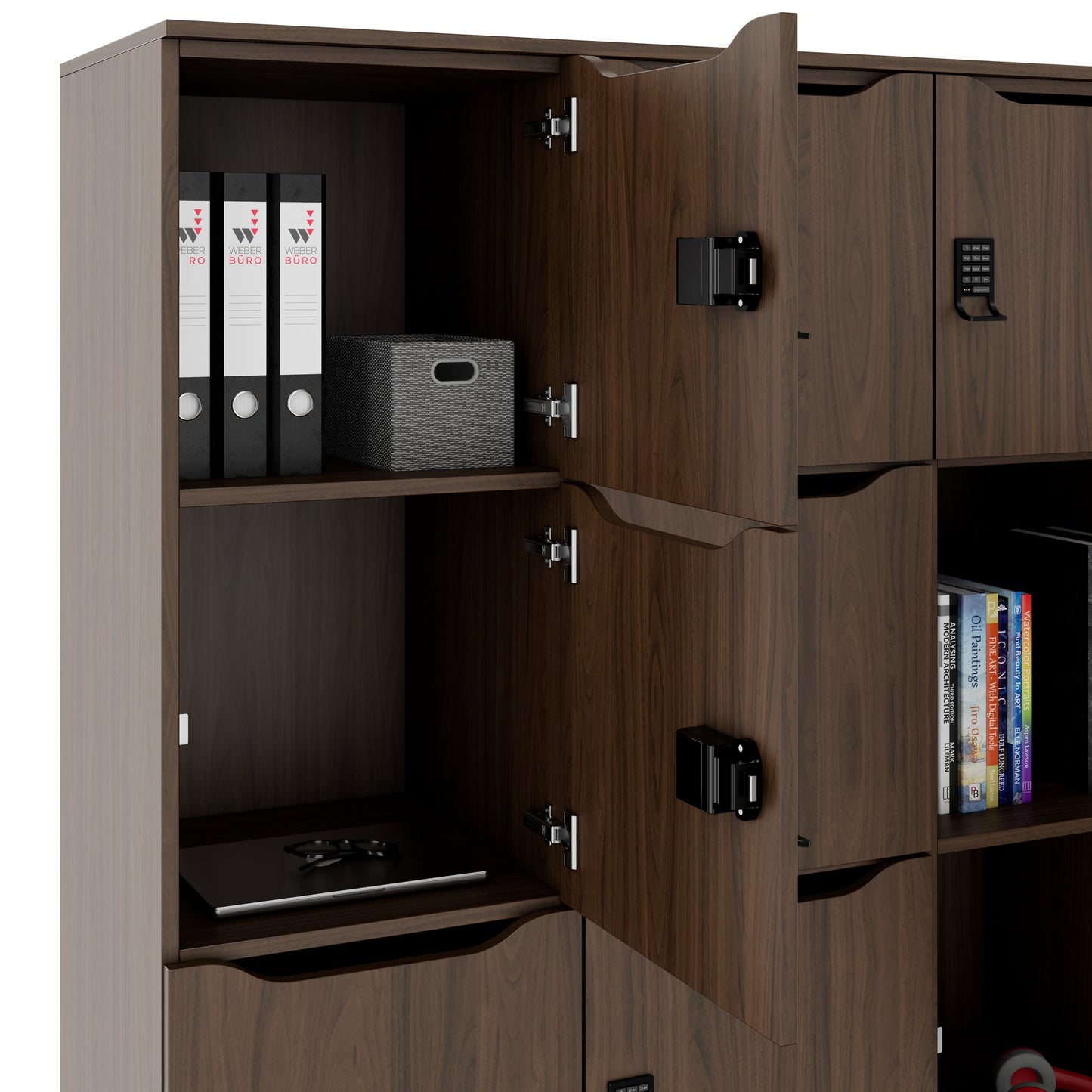 CHOICE Spind | 1804 x 1386 mm, 12 Schließfächer, Nussbaum