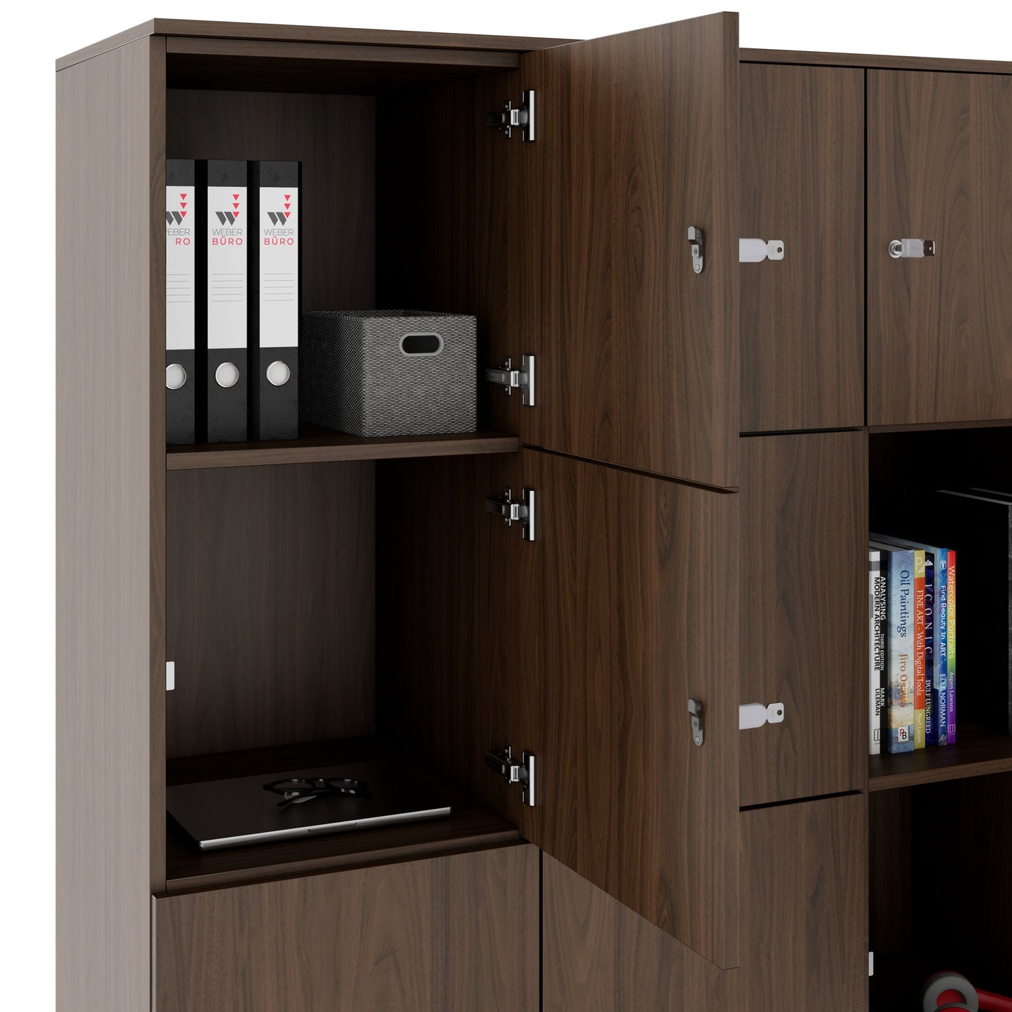 CHOICE Spind | 1804 x 1386 mm, 12 Schließfächer, Nussbaum