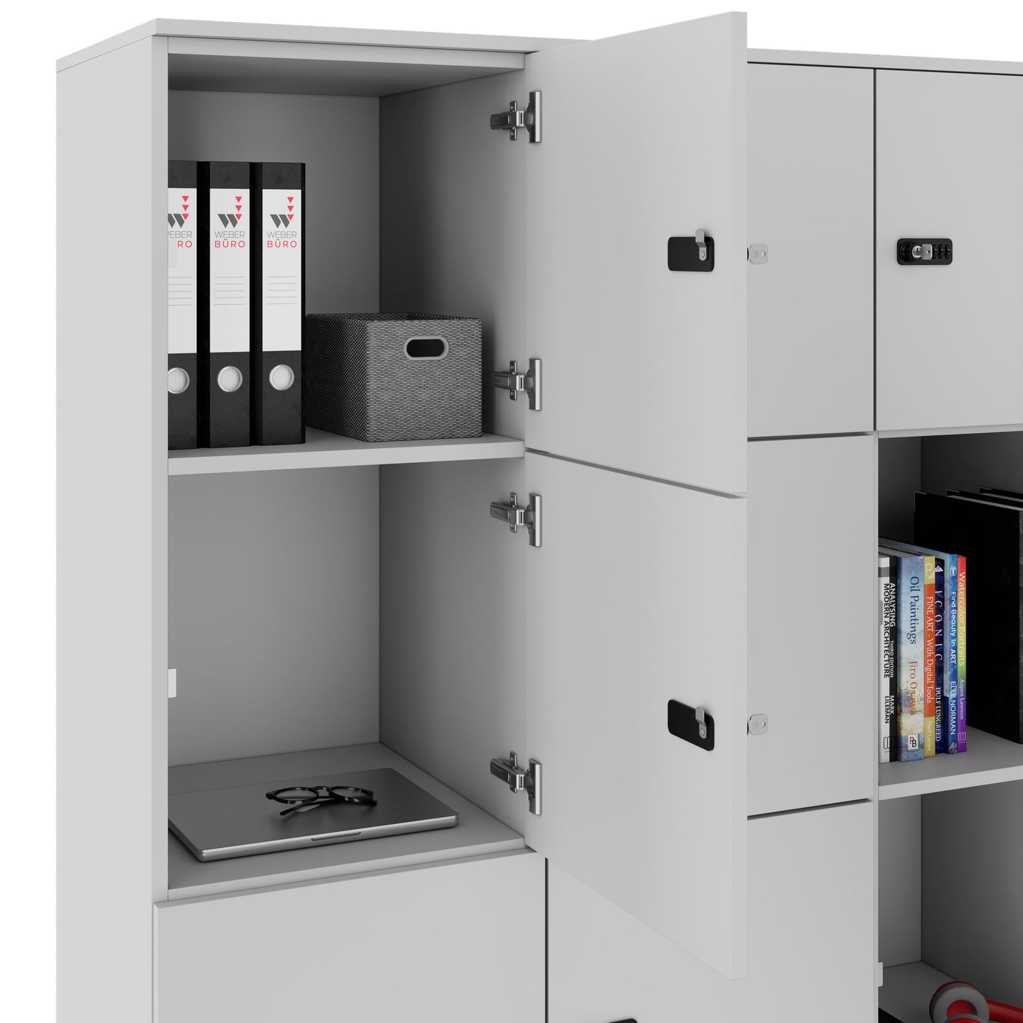 CHOICE Spind | 1804 x 1386 mm, 12 Schliessfächer, Perlgrau