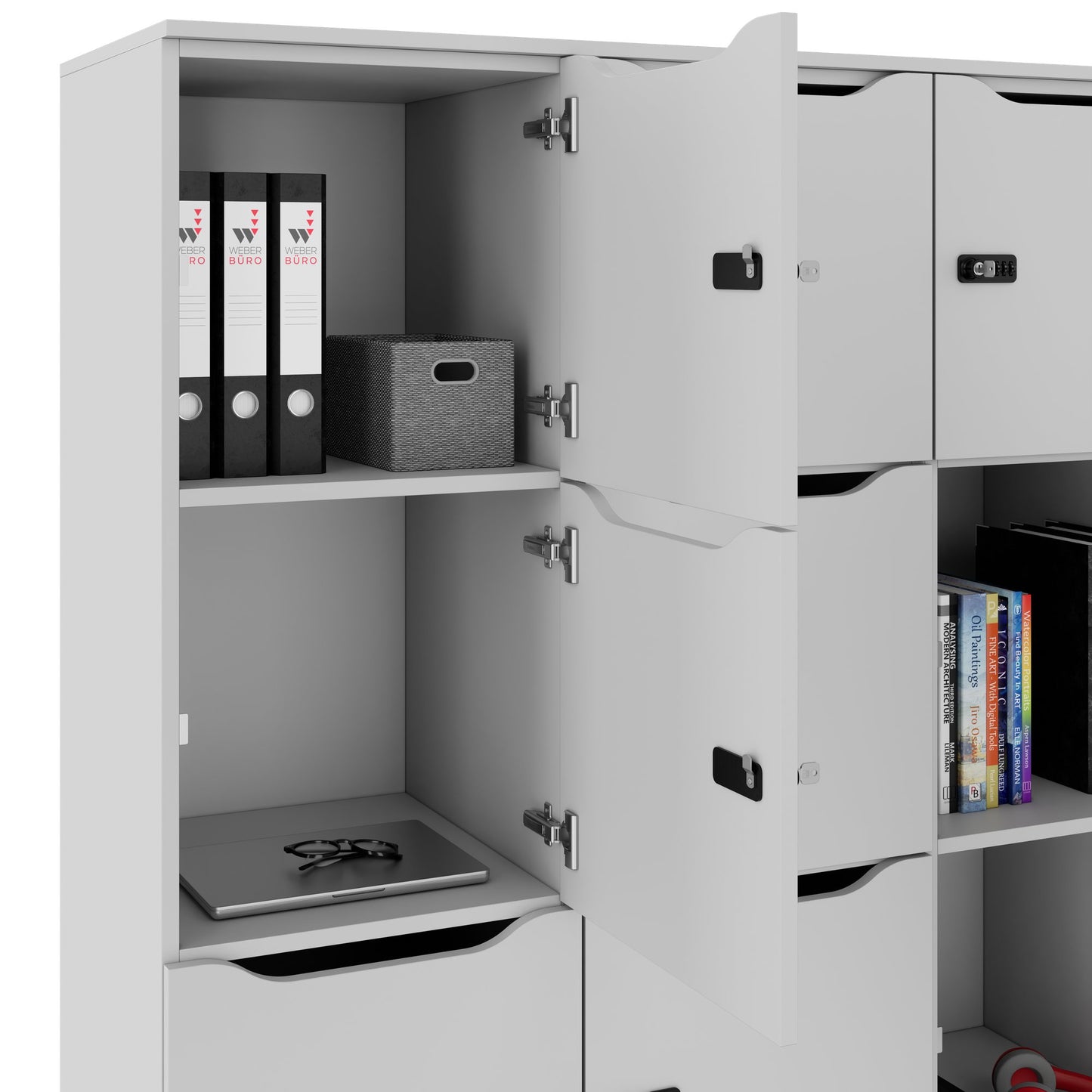 CHOICE Spind | 1804 x 1386 mm, 12 Schliessfächer, Perlgrau