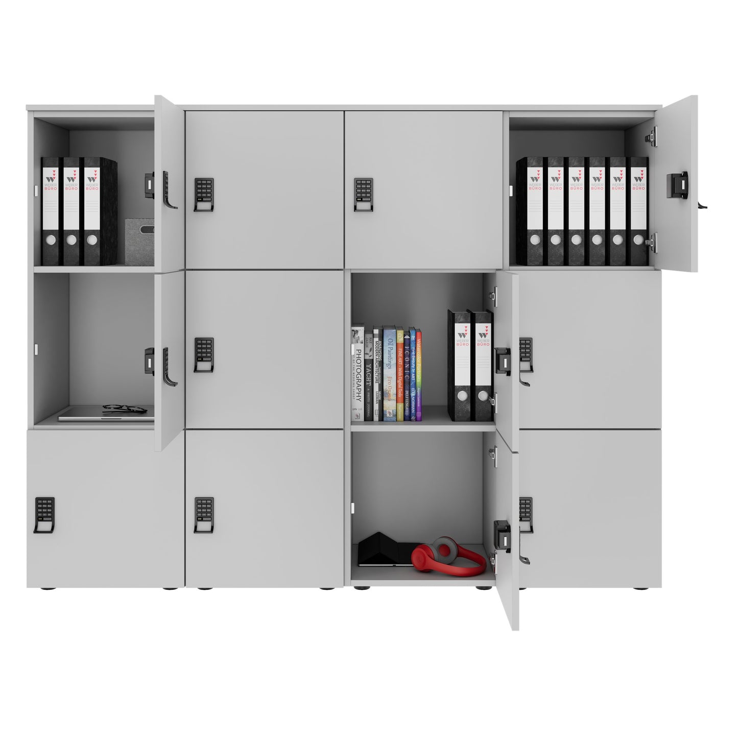 CHOICE Spind | 1804 x 1386 mm, 12 Schliessfächer, Perlgrau
