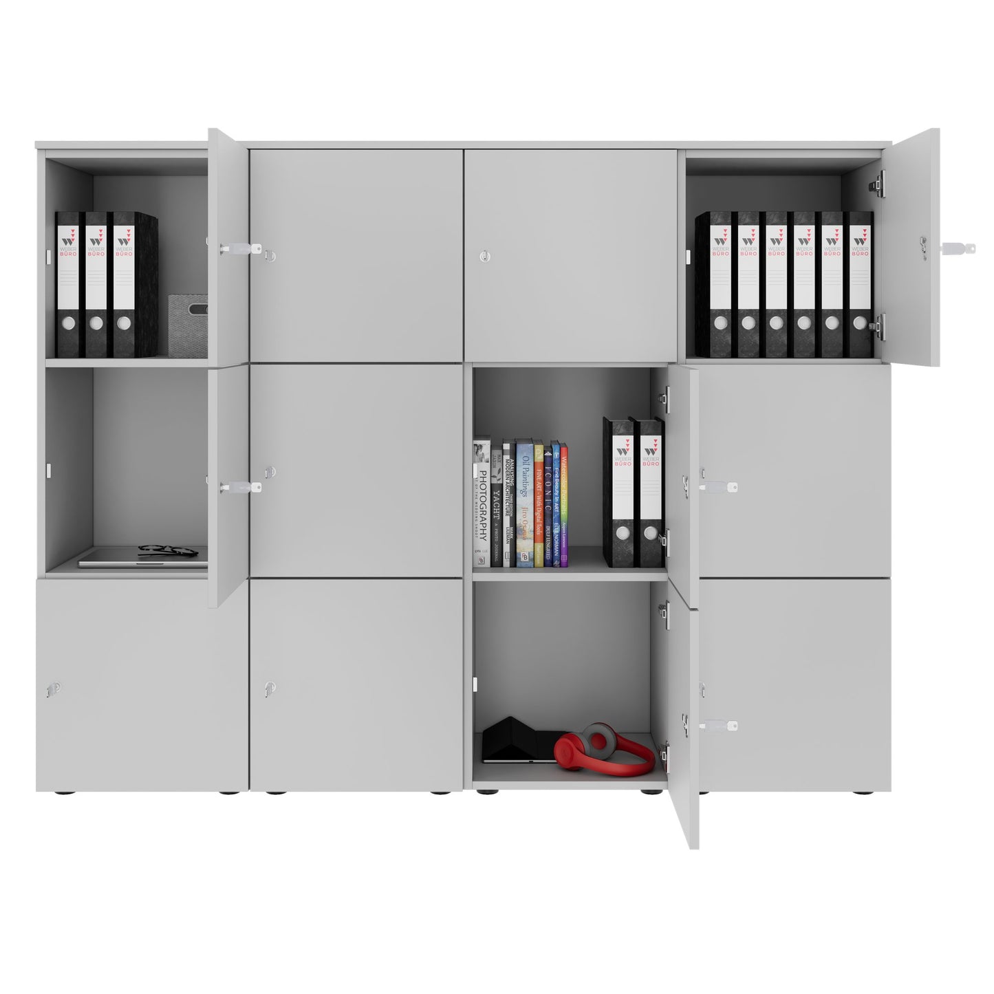 CHOICE Spind | 1804 x 1386 mm, 12 Schliessfächer, Perlgrau
