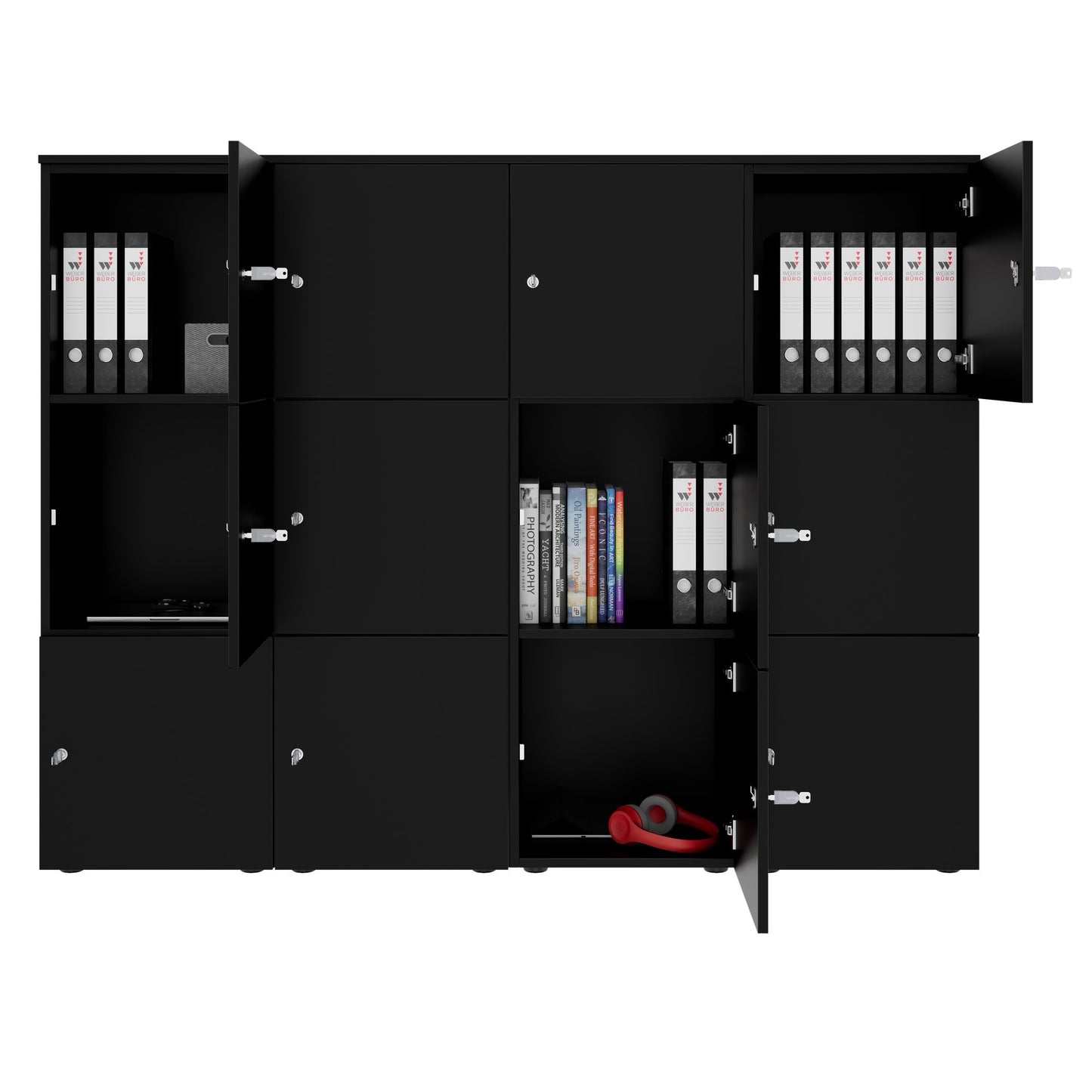 CHOICE Spind | 1804 x 1386 mm, 12 Schliessfächer, Schwarz