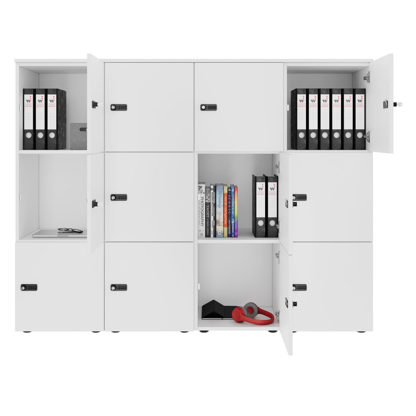 CHOICE Spind | 1804 x 1386 mm, 12 Schliessfächer, Weiss