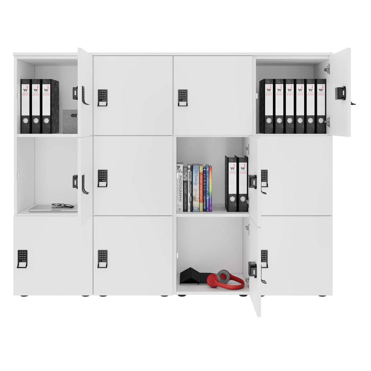 CHOICE Spind | 1804 x 1386 mm, 12 Schliessfächer, Weiss