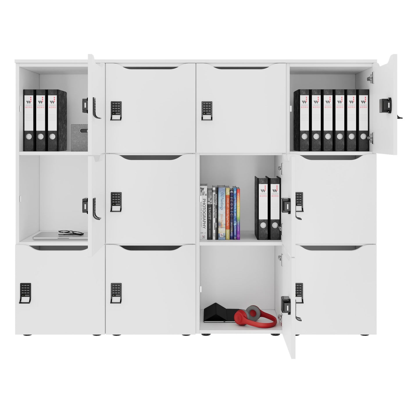 CHOICE Spind | 1804 x 1386 mm, 12 Schliessfächer, Weiss