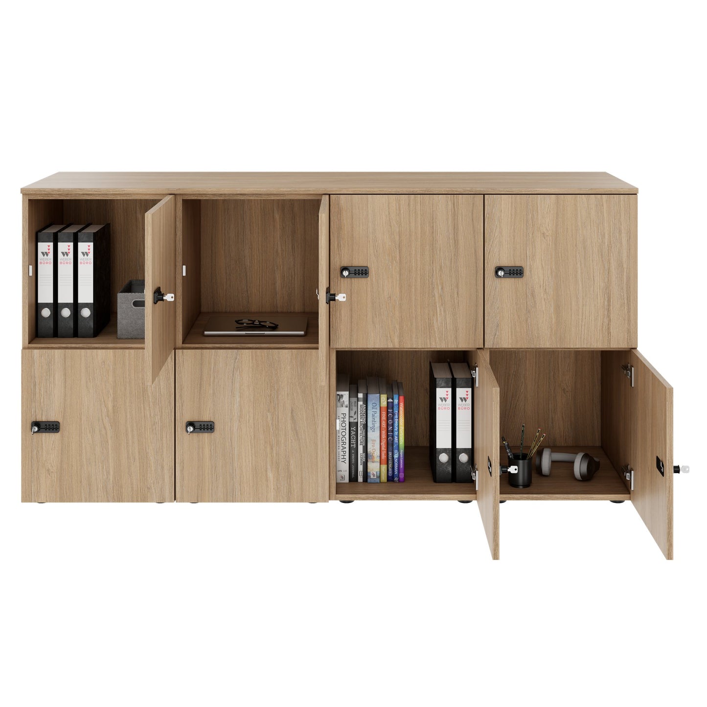 CHOICE Spind | 1804 x 936 mm, 8 Schließfächer, Bernsteineiche