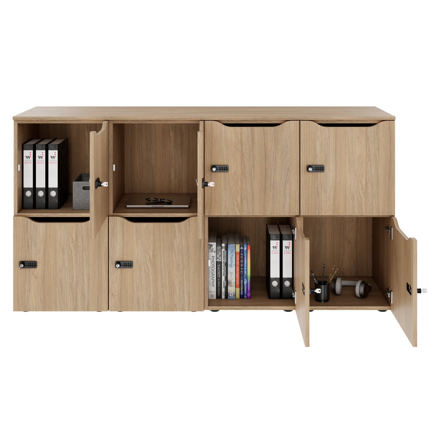 CHOICE Spind | 1804 x 936 mm, 8 Schließfächer, Bernsteineiche