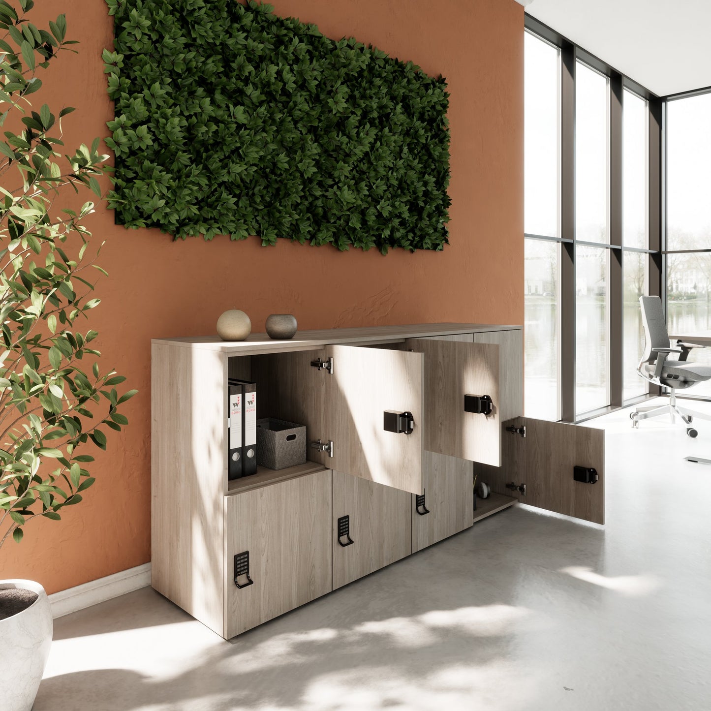 Armadietto CHOICE | 1804 x 936 mm, 8 scomparti, rovere nordico grigio