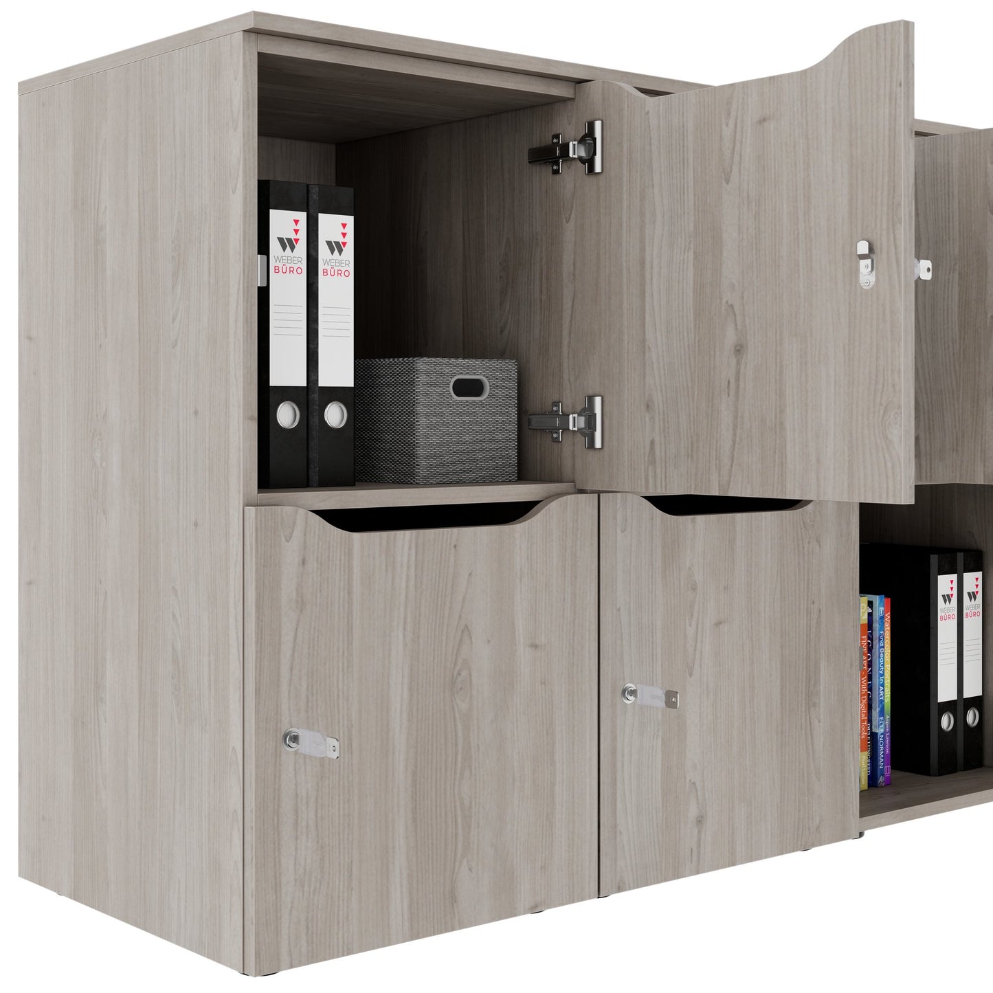 Armadietto CHOICE | 1804 x 936 mm, 8 scomparti, rovere nordico grigio