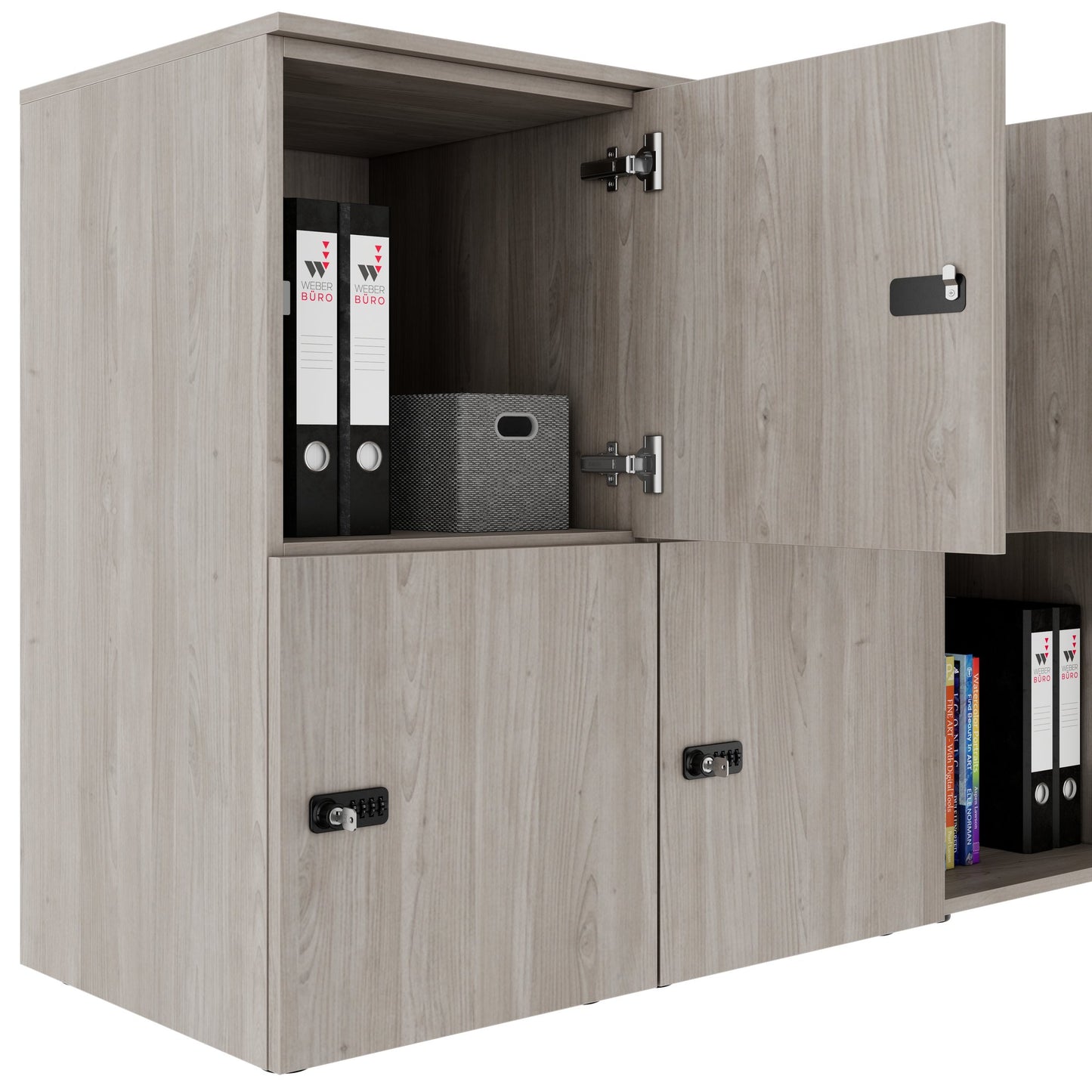 Armadietto CHOICE | 1804 x 936 mm, 8 scomparti, rovere nordico grigio