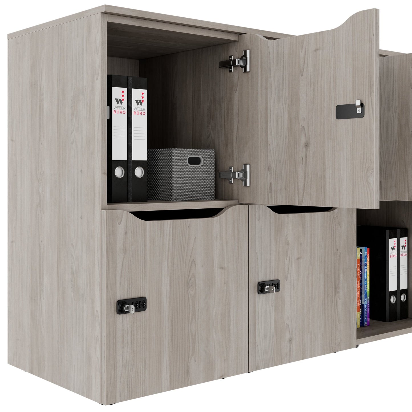 Armadietto CHOICE | 1804 x 936 mm, 8 scomparti, rovere nordico grigio