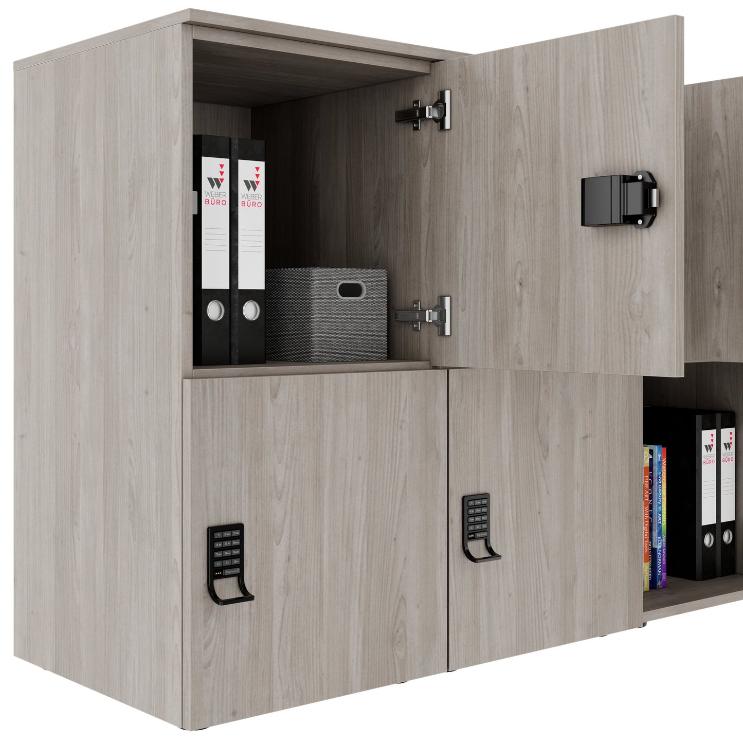 Armadietto CHOICE | 1804 x 936 mm, 8 scomparti, rovere nordico grigio