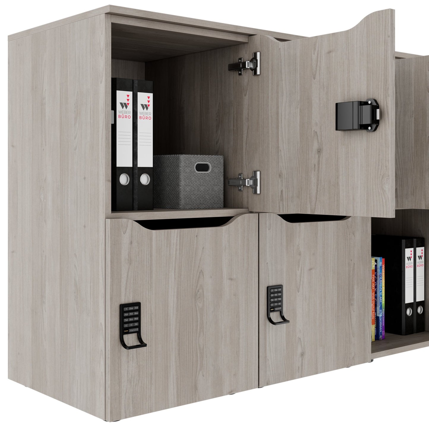 Armadietto CHOICE | 1804 x 936 mm, 8 scomparti, rovere nordico grigio