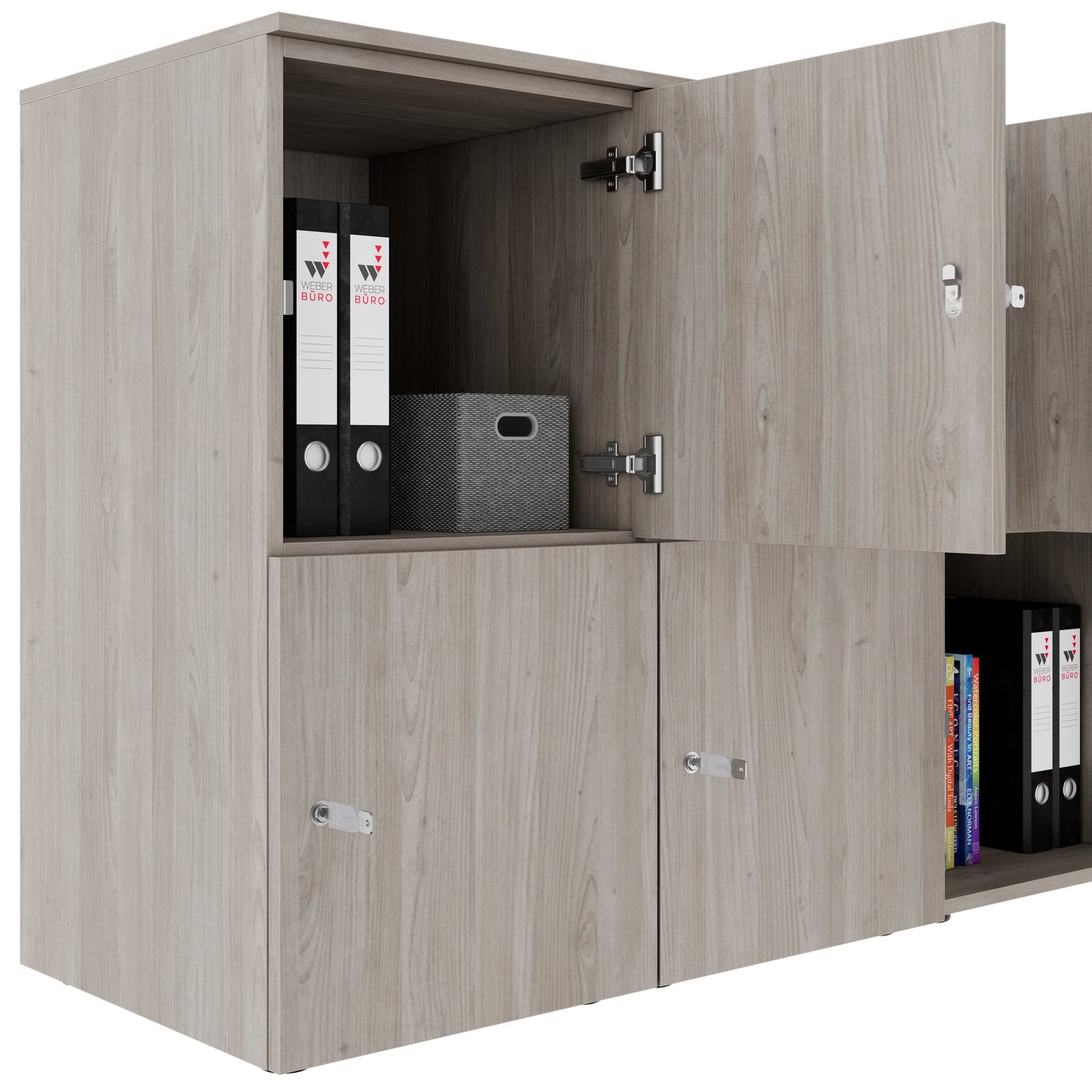 Armadietto CHOICE | 1804 x 936 mm, 8 scomparti, rovere nordico grigio