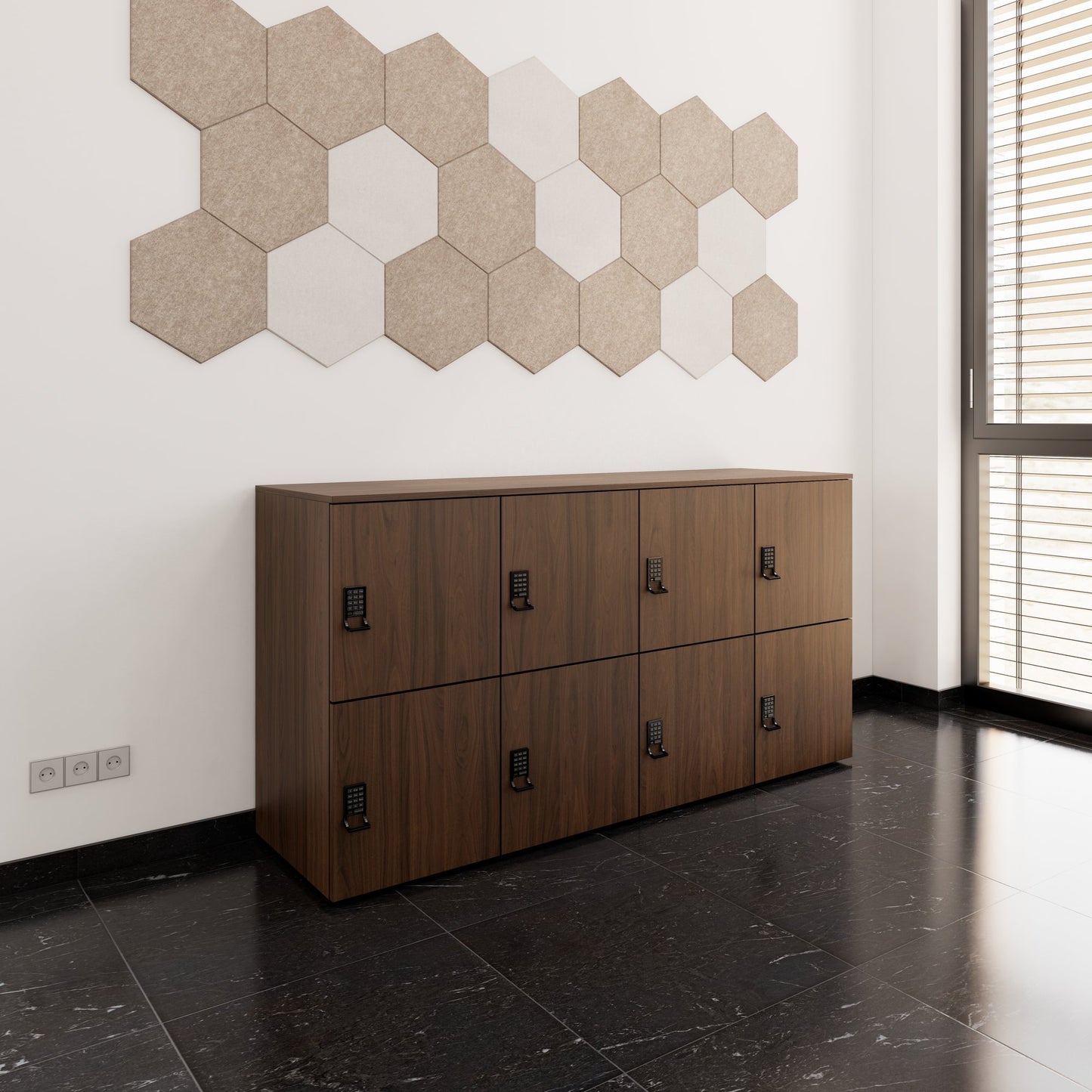 Armadietto CHOICE | 1804 x 936 mm, 8 scomparti, noce