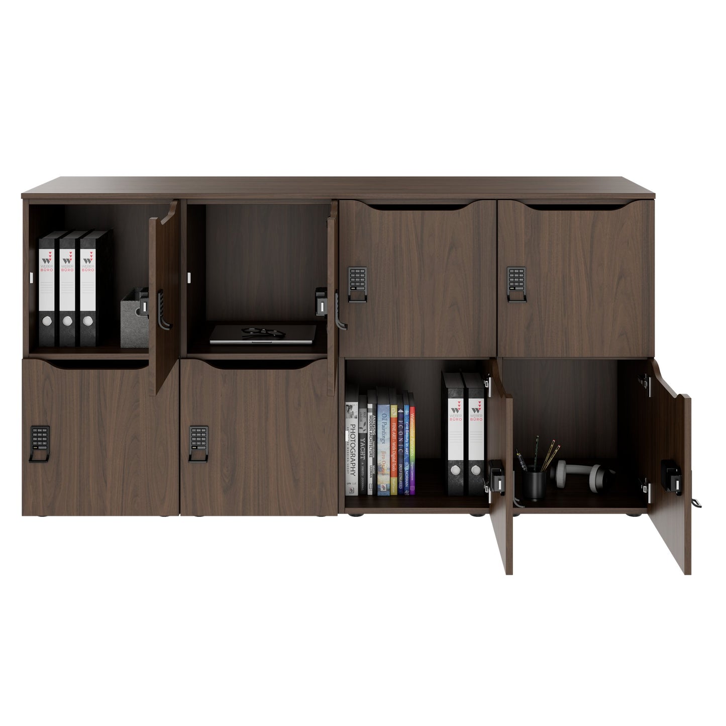 Armadietto CHOICE | 1804 x 936 mm, 8 scomparti, noce