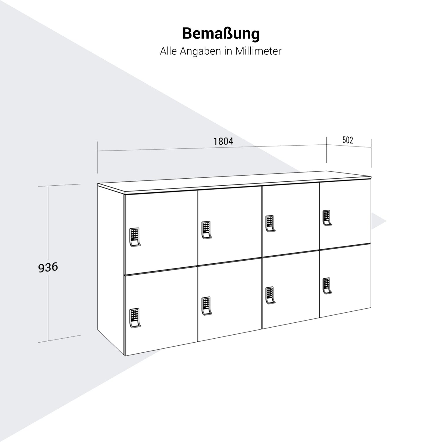 Armadietto CHOICE | 1804 x 936 mm, 8 scomparti, noce