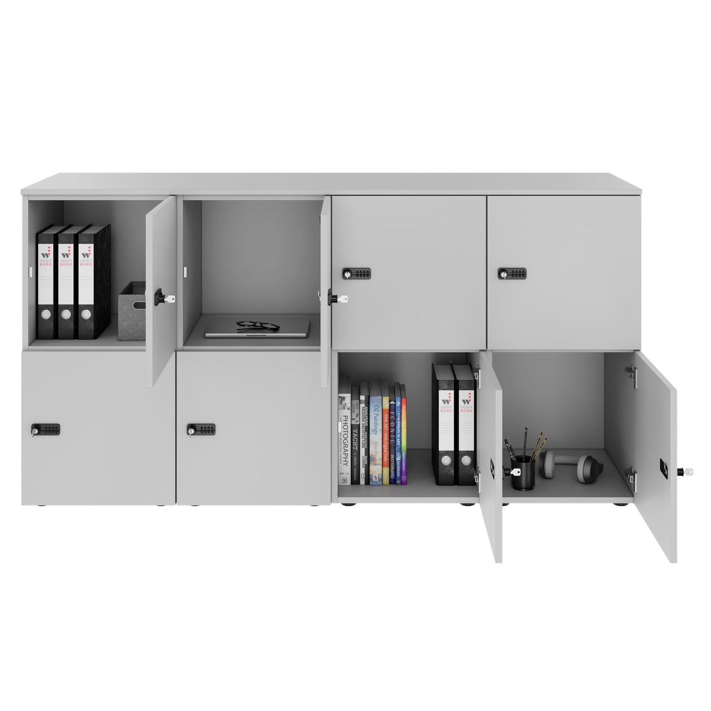 CHOICE Spind | 1804 x 936 mm, 8 Schließfächer, Perlgrau