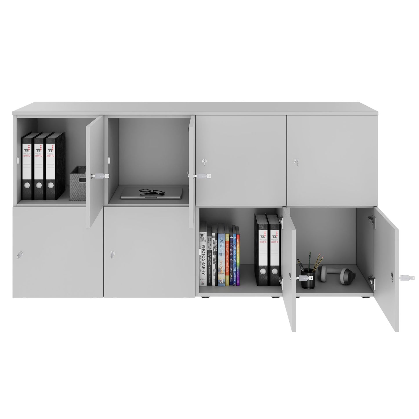 CHOICE Spind | 1804 x 936 mm, 8 Schließfächer, Perlgrau