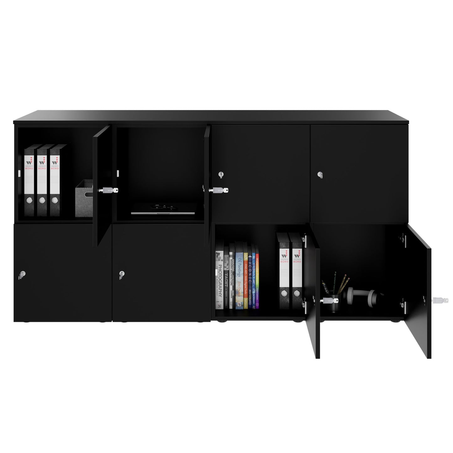 Armadietto CHOICE | 1804 x 936 mm, 8 scomparti, nero