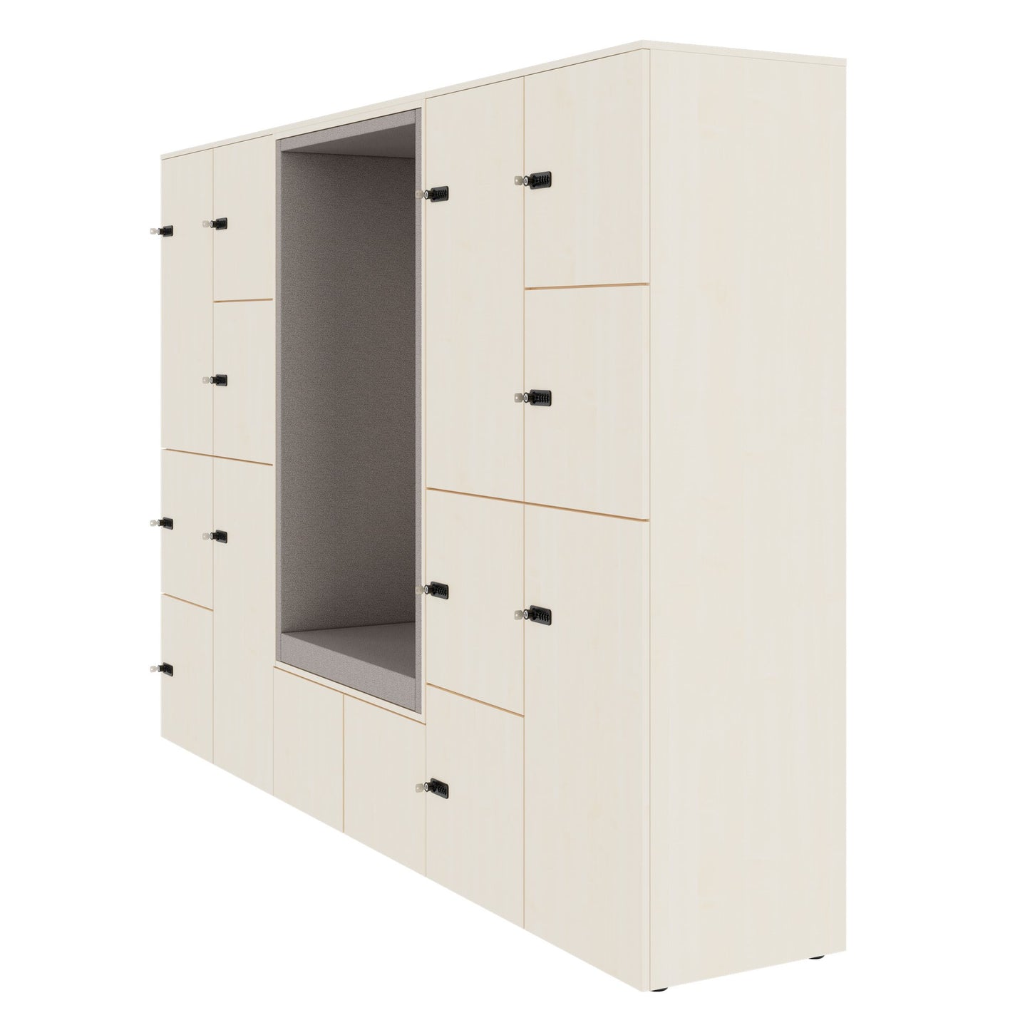 CHOICE Spind | 2706 x 1836 mm, 12 Schliessfächer, Sitznische, Ahorn