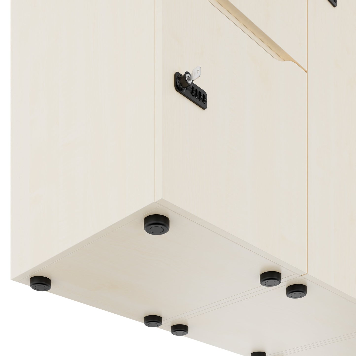 CHOICE Spind | 2706 x 1836 mm, 12 Schliessfächer, Sitznische, Ahorn