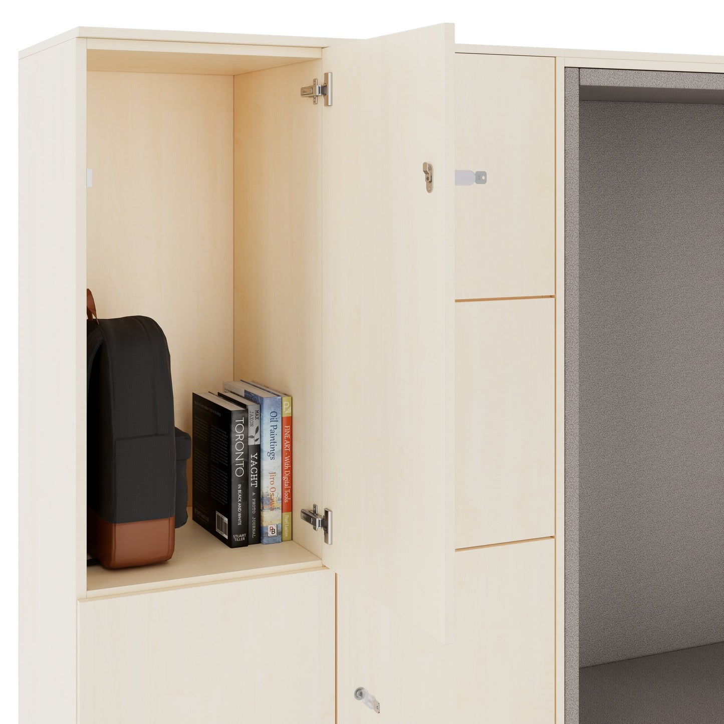 CHOICE Spind | 2706 x 1836 mm, 12 Schliessfächer, Sitznische, Ahorn