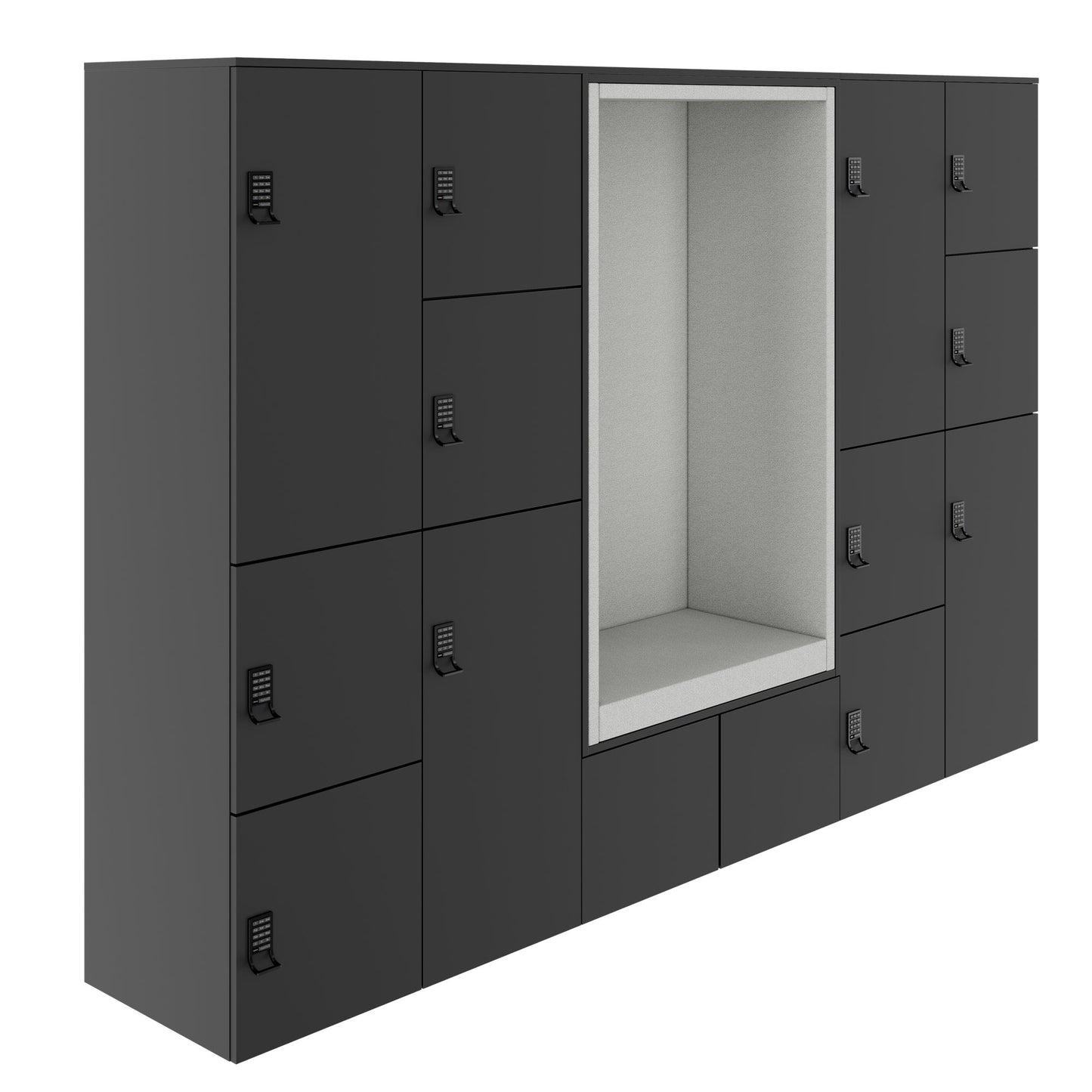 CHOICE Spind | 2706 x 1836 mm, 12 Schliessfächer, Sitznische, Anthrazit