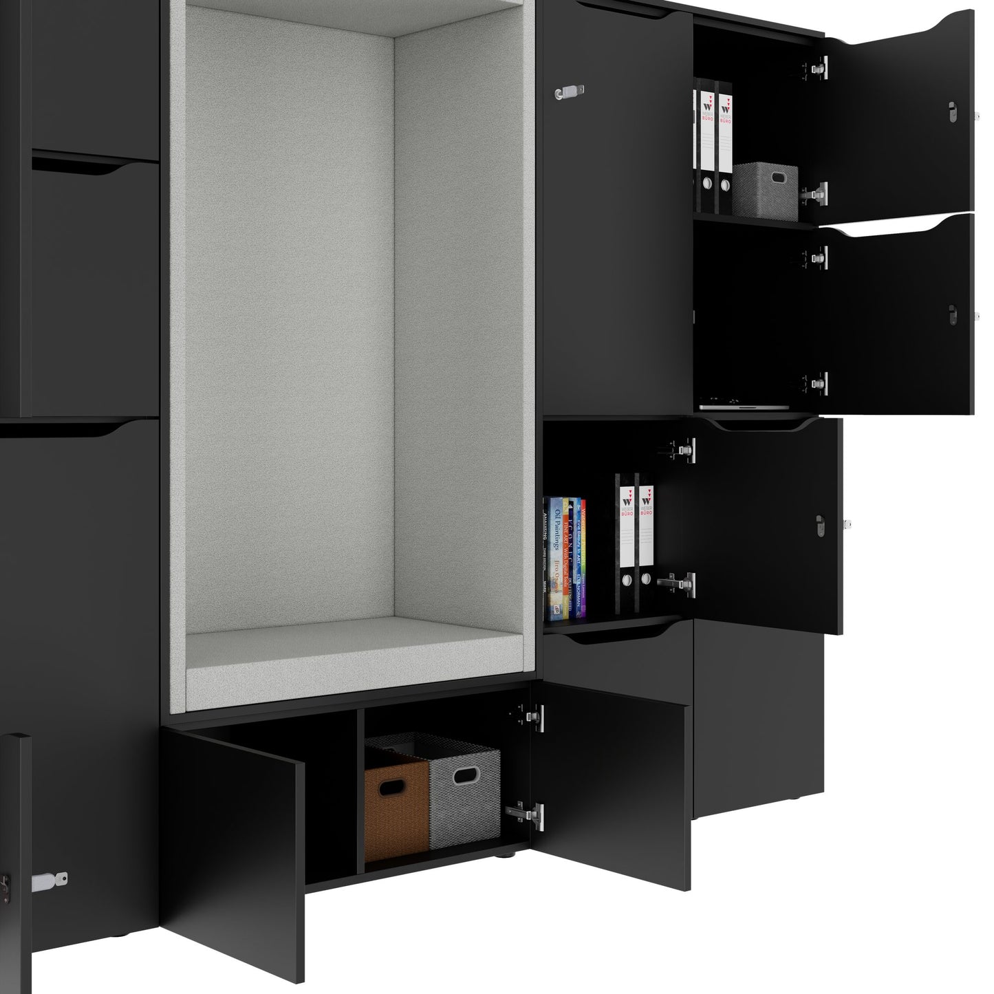 CHOICE Spind | 2706 x 1836 mm, 12 Schliessfächer, Sitznische, Anthrazit