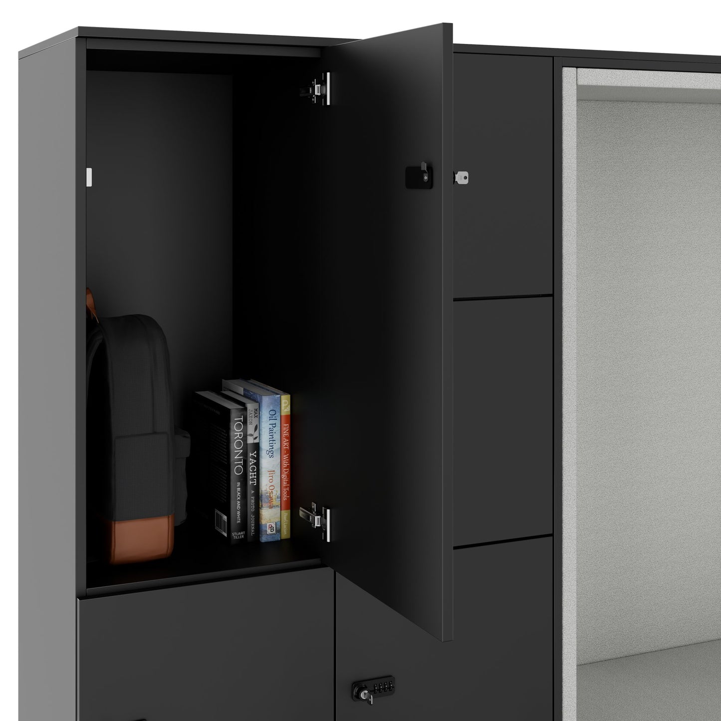 CHOICE Spind | 2706 x 1836 mm, 12 Schliessfächer, Sitznische, Anthrazit