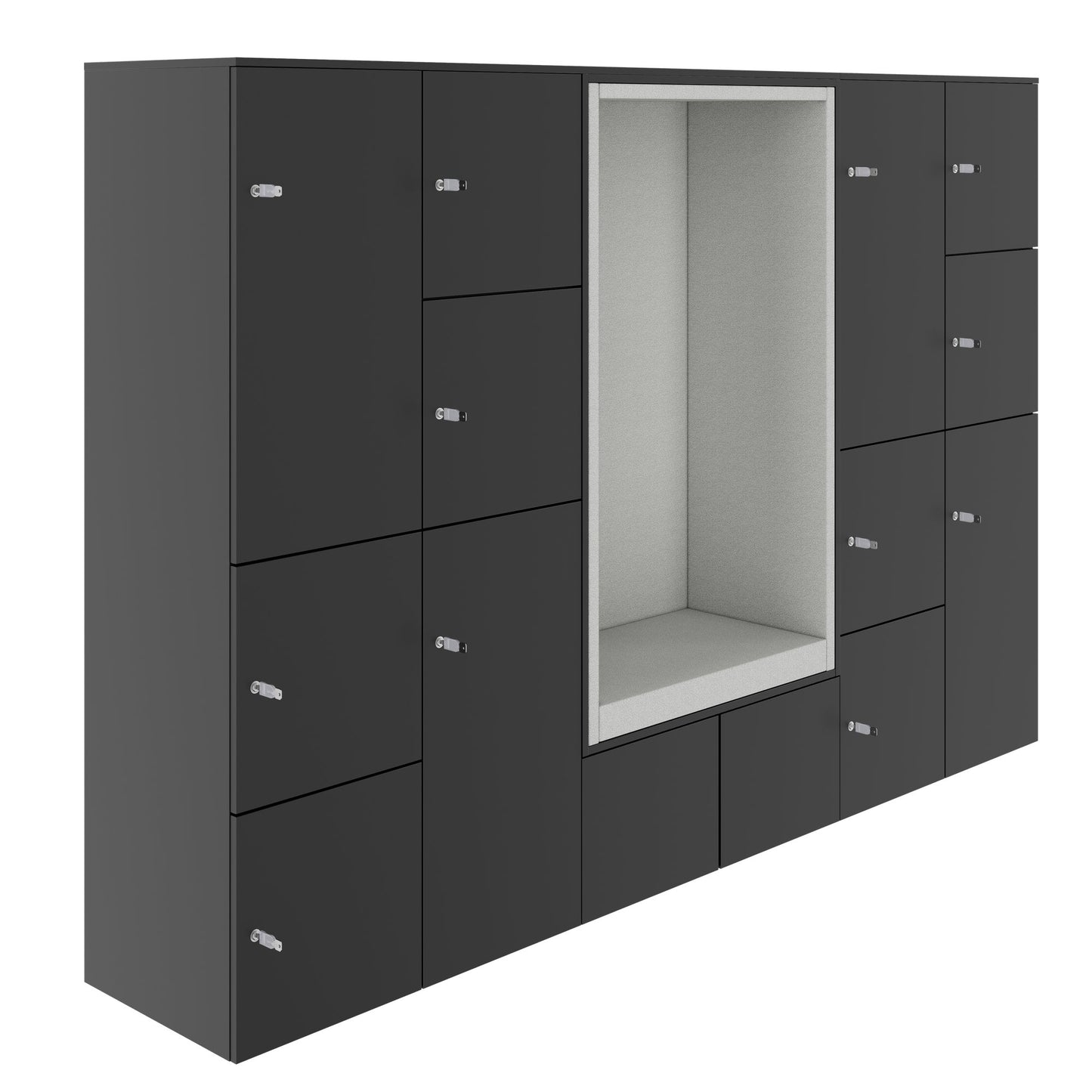 CHOICE Spind | 2706 x 1836 mm, 12 Schliessfächer, Sitznische, Anthrazit