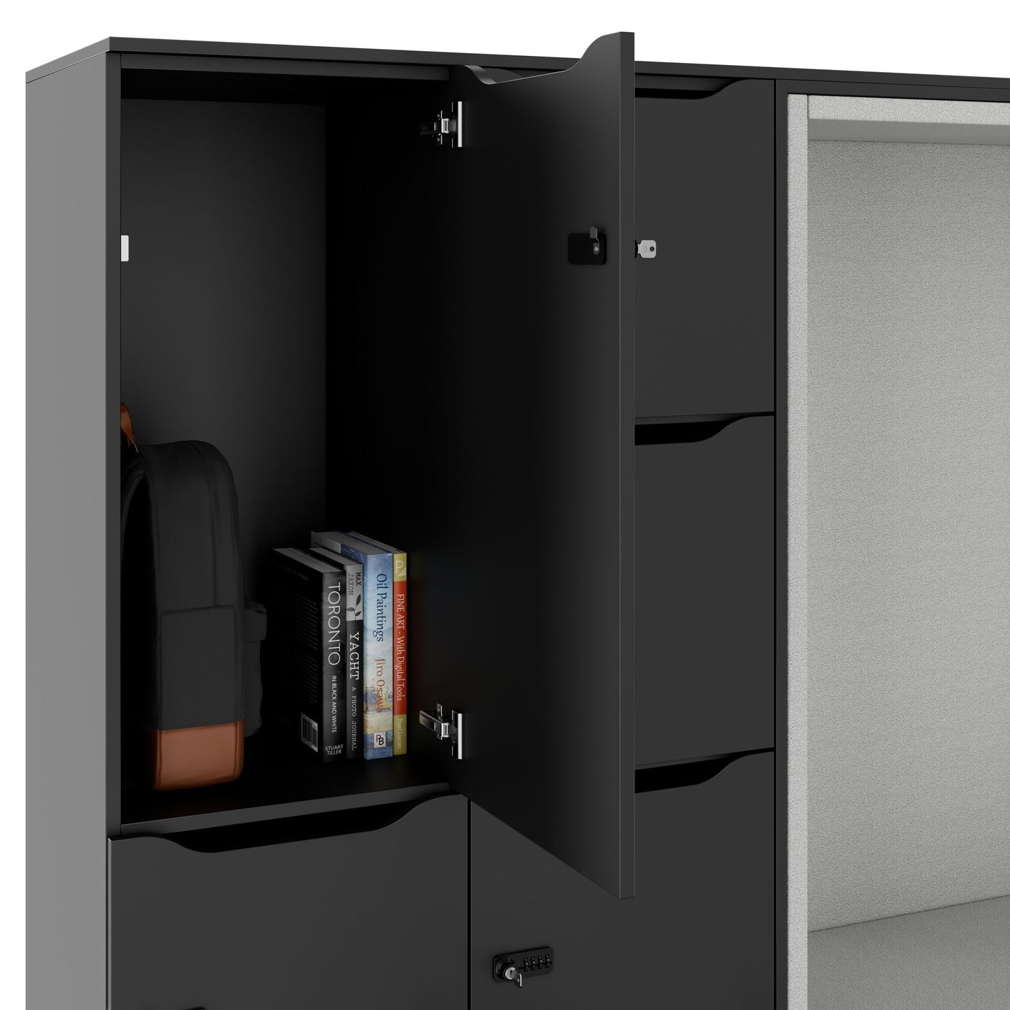 CHOICE Spind | 2706 x 1836 mm, 12 Schliessfächer, Sitznische, Anthrazit