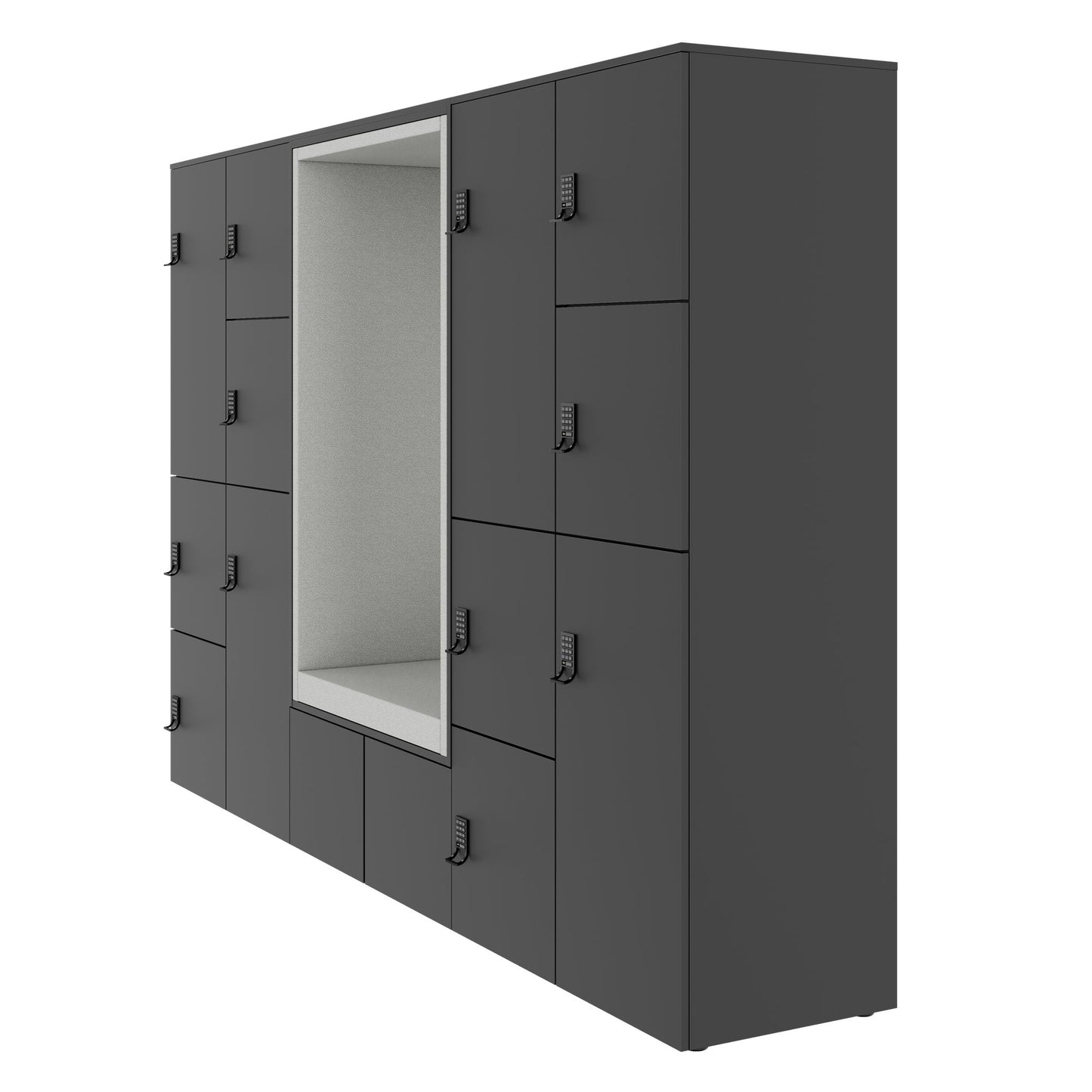 CHOICE Spind | 2706 x 1836 mm, 12 Schliessfächer, Sitznische, Anthrazit