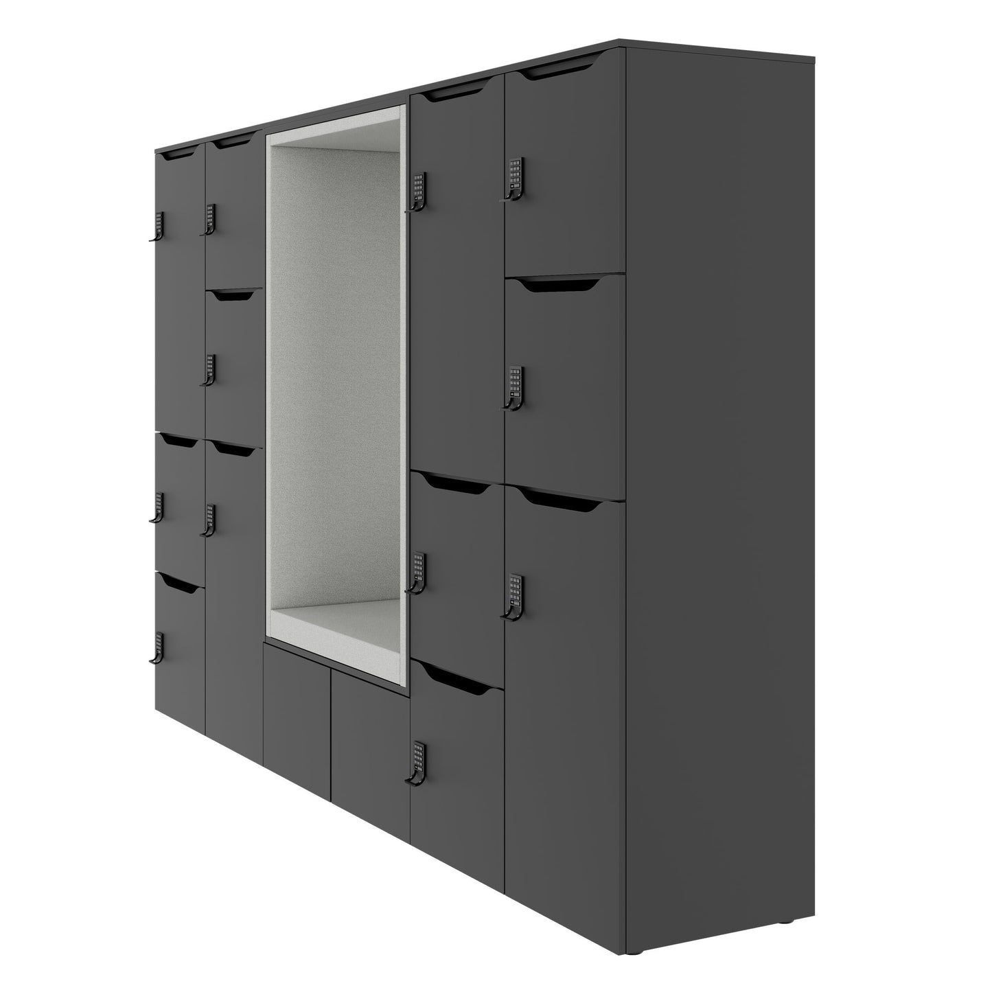 CHOICE Spind | 2706 x 1836 mm, 12 Schliessfächer, Sitznische, Anthrazit