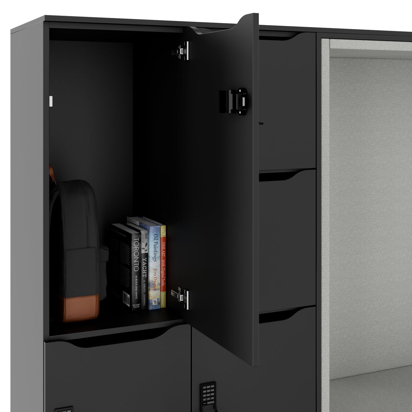 CHOICE Spind | 2706 x 1836 mm, 12 Schliessfächer, Sitznische, Anthrazit