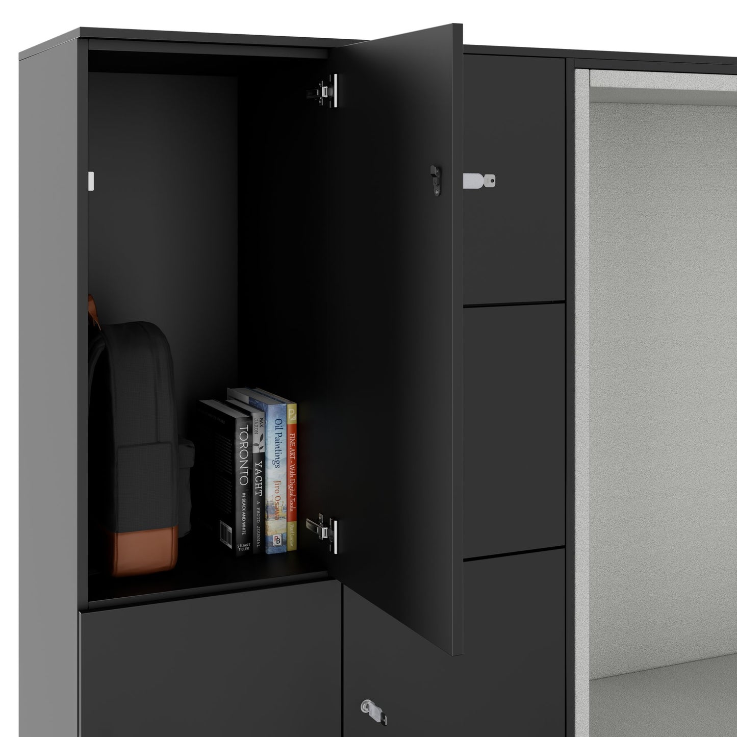 CHOICE Spind | 2706 x 1836 mm, 12 Schliessfächer, Sitznische, Anthrazit