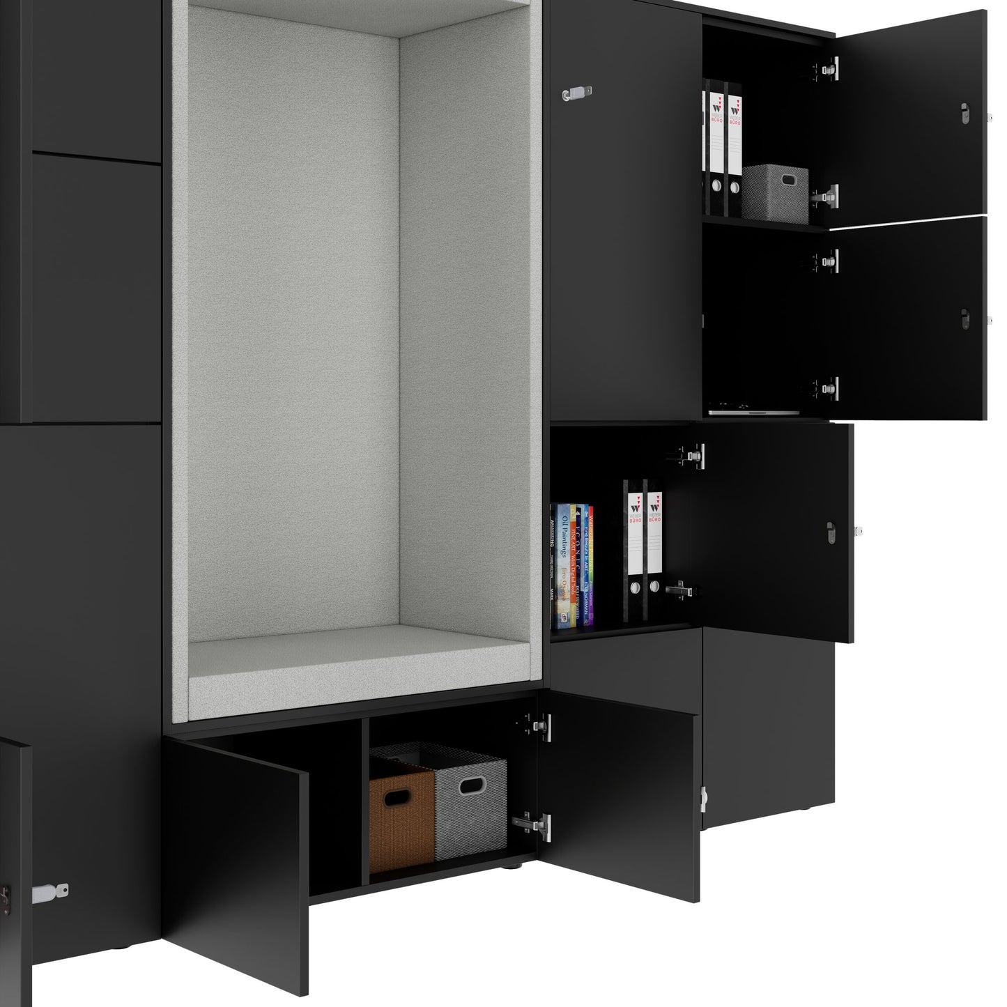 CHOICE Spind | 2706 x 1836 mm, 12 Schliessfächer, Sitznische, Anthrazit