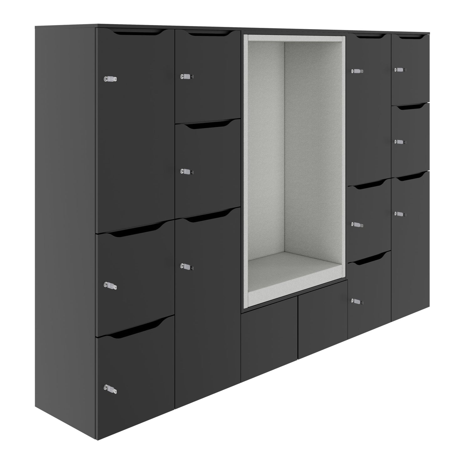 CHOICE Spind | 2706 x 1836 mm, 12 Schliessfächer, Sitznische, Anthrazit